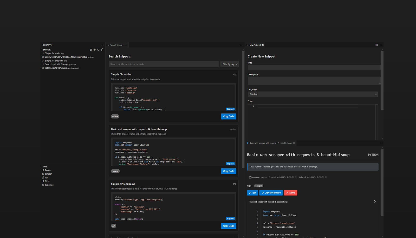 DevSnippet VSCode Extension